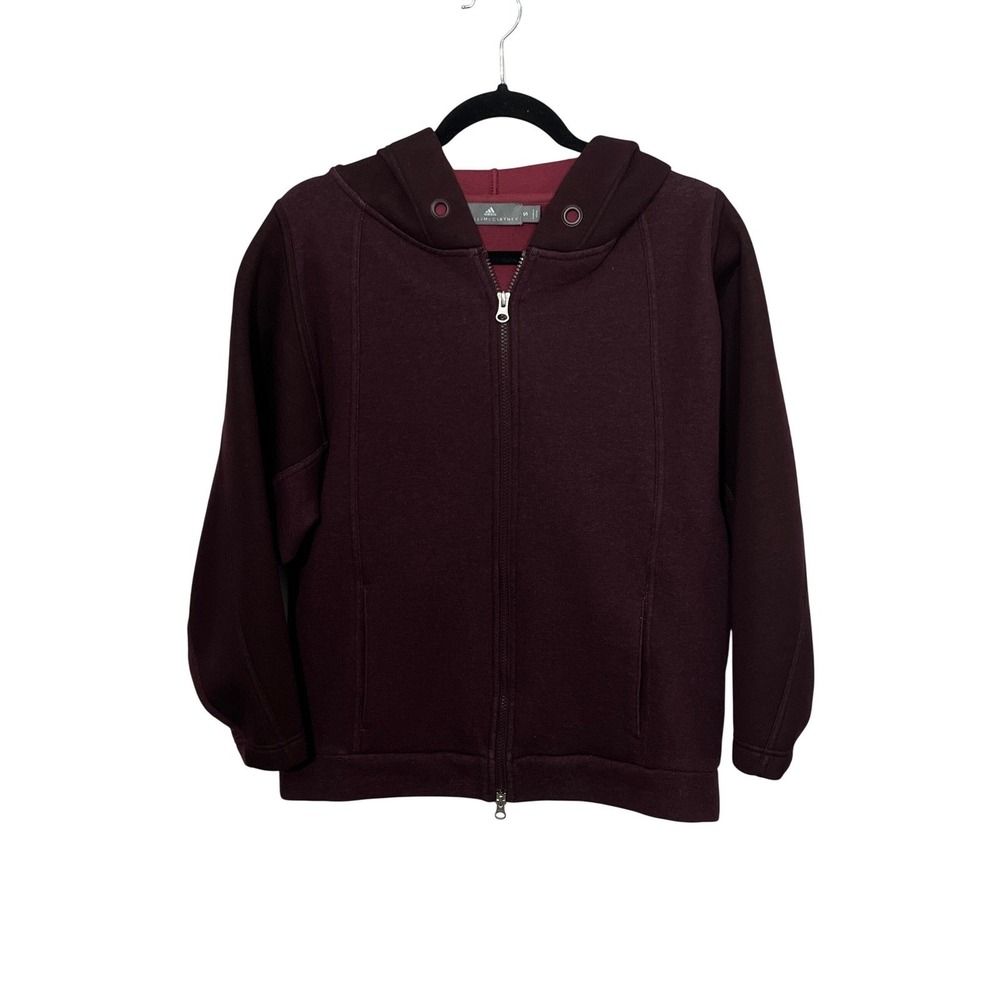 Adidas Stella McCartney Hoodie Womens Small Burgundy Full Zip Bonded Jacket